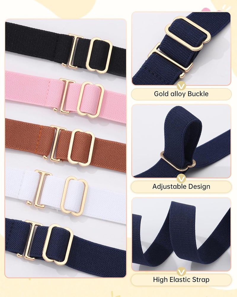 Kajeer Kids Belt for Girls,3 Pack Stretch Belts Invisible Adjustable Gold Buckle Toddler Youth Belt for Uniform Casual - Image 3